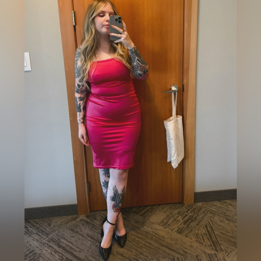 Vibrant Pink Spaghetti Strap Dress